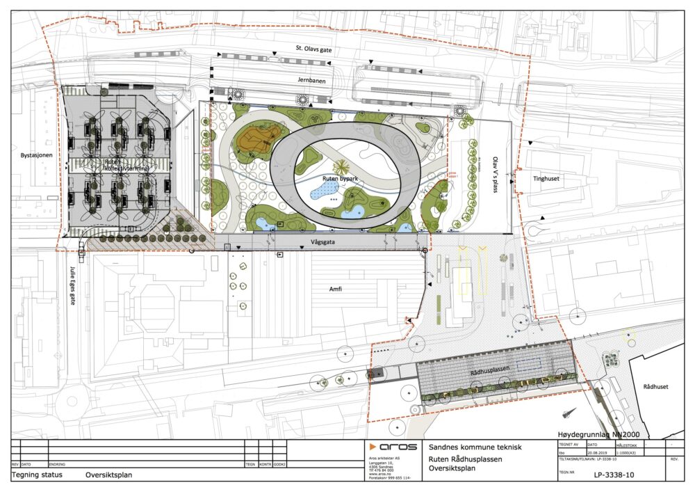 Oversiktstegning RUTEN KOLLEKTIVTER MINAL RÅDHUSPLASS